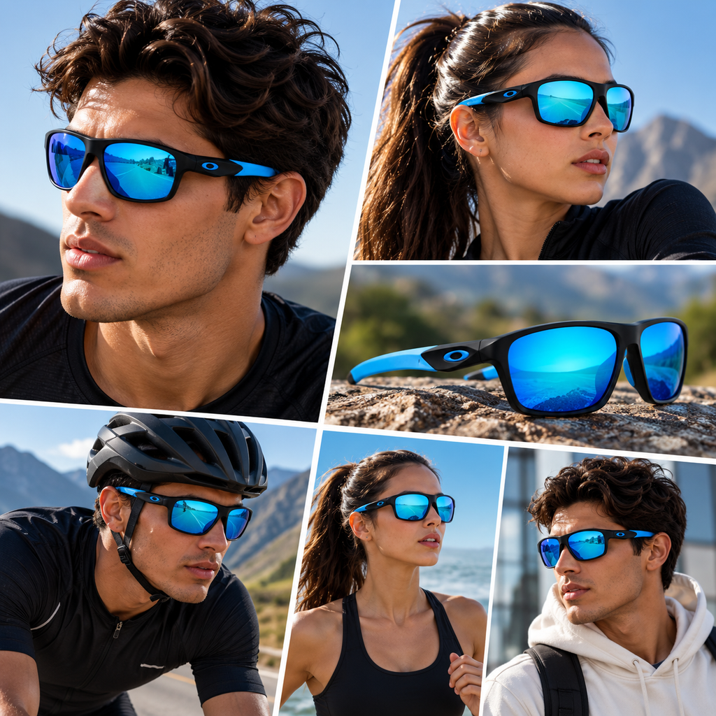 Oakley Sport Sunglasses – Black & Blue Mirrored