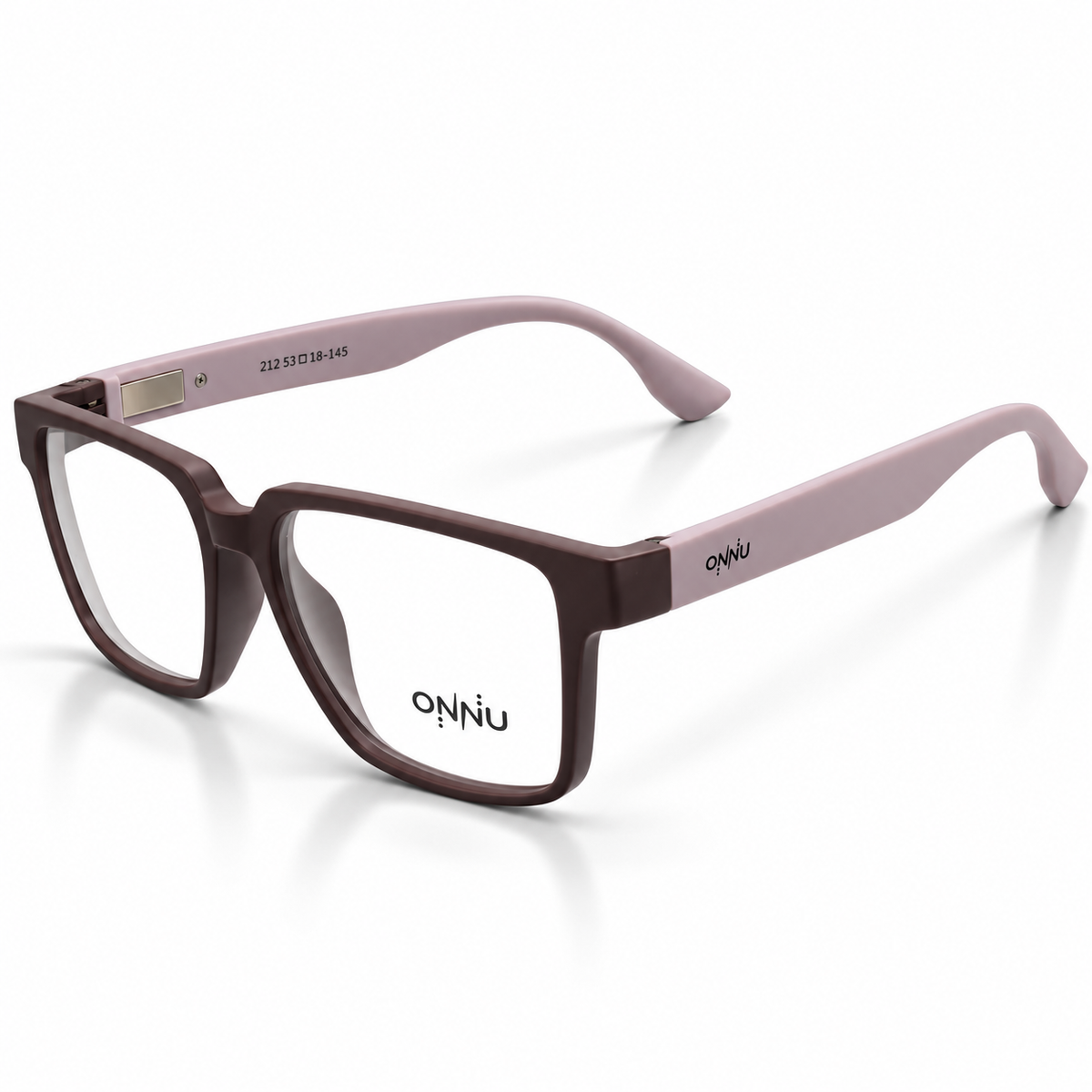ONNÜ 212 Unbreakable Square Eyeglasses – Brown & Pink