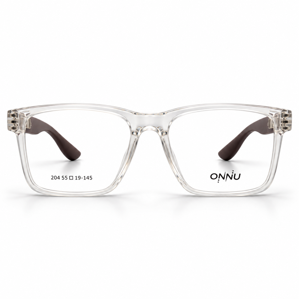ONNÜ 204 Unbreakable Rectangular Eyeglasses – Clear & Brown