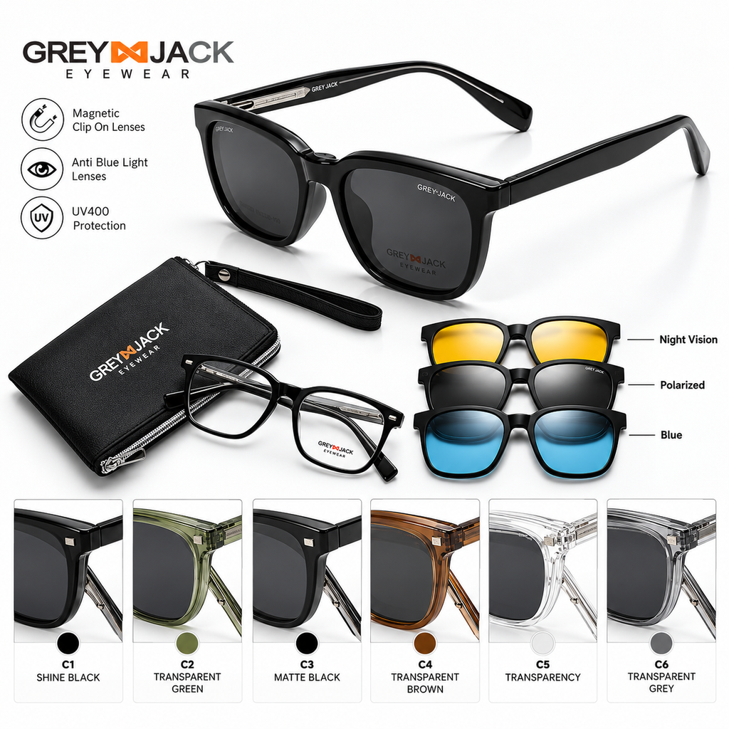 Grey Jack GJ6231 Magnetic Clip-On Sunglasses – 6 Colours