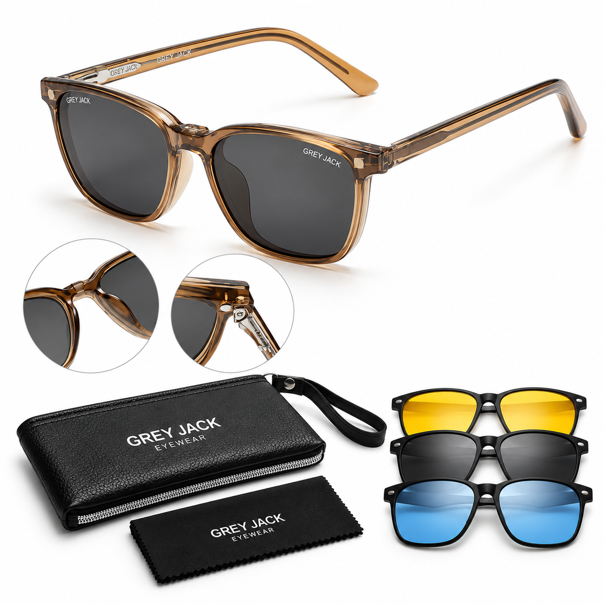 Grey Jack GJ6236 Magnetic Clip-On Sunglasses – 6 Colours