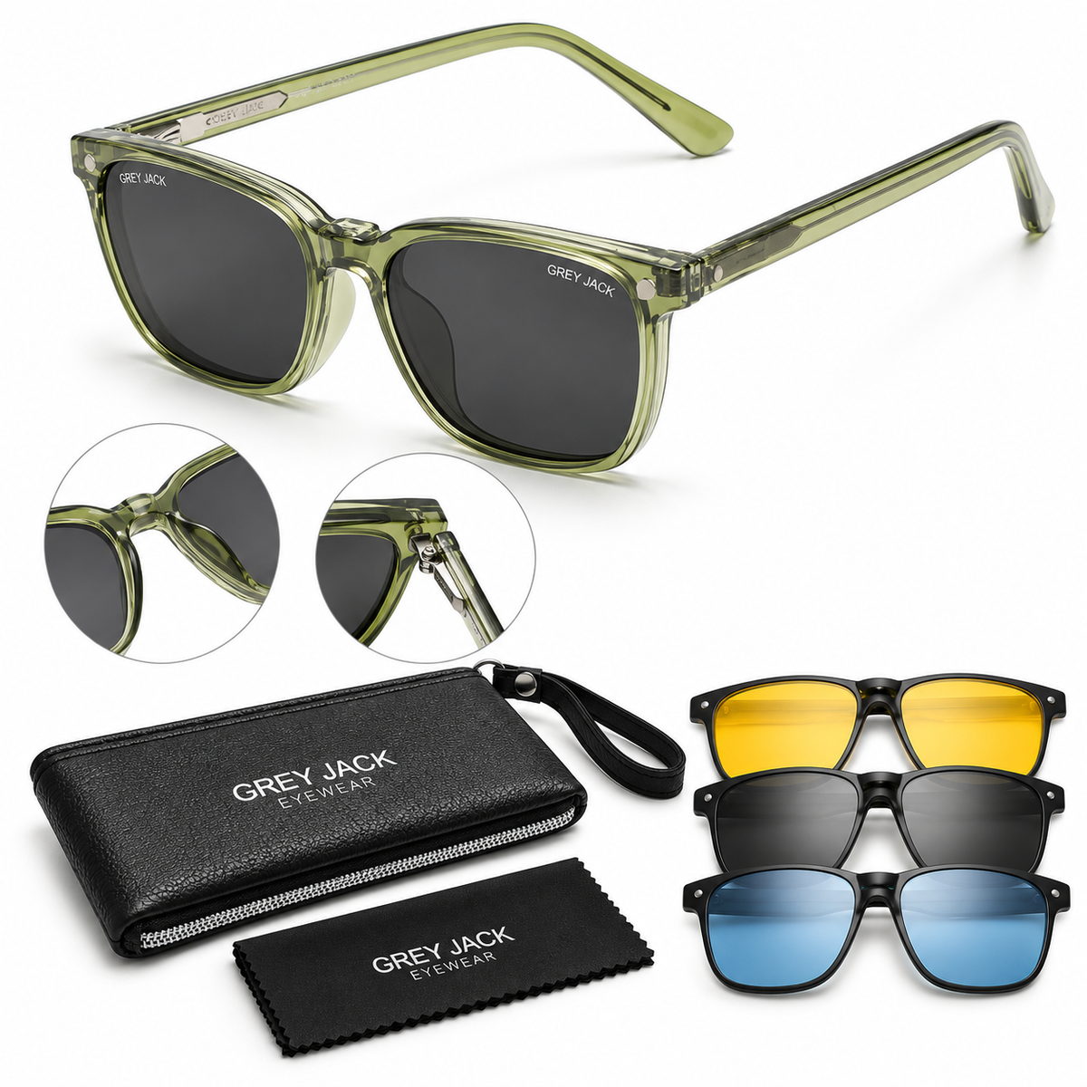 Grey Jack GJ6236 Magnetic Clip-On Sunglasses – 6 Colours