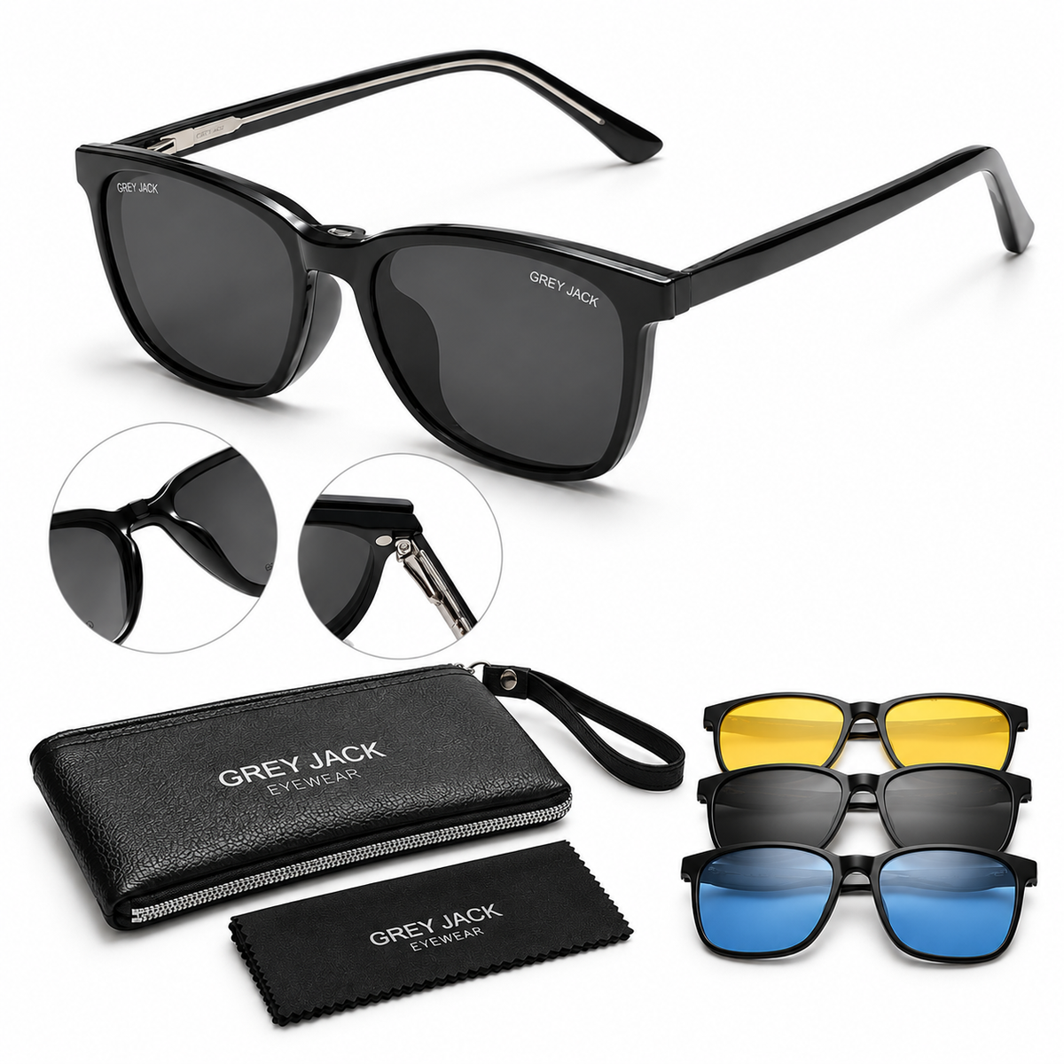 Grey Jack GJ6236 Magnetic Clip-On Sunglasses – 6 Colours