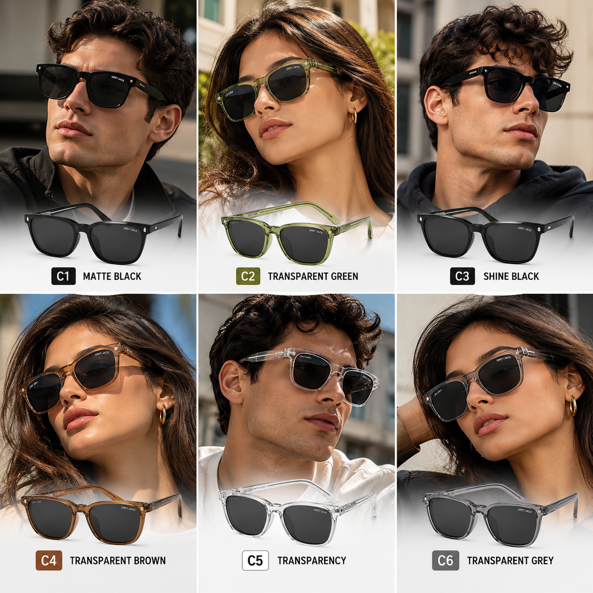 Grey Jack GJ6236 Magnetic Clip-On Sunglasses – 6 Colours