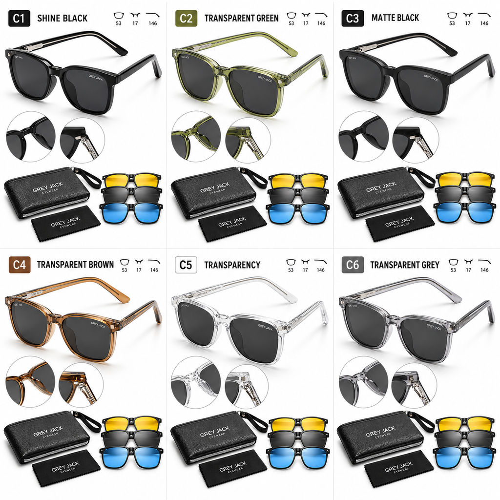 Grey Jack GJ6236 Magnetic Clip-On Sunglasses – 6 Colours