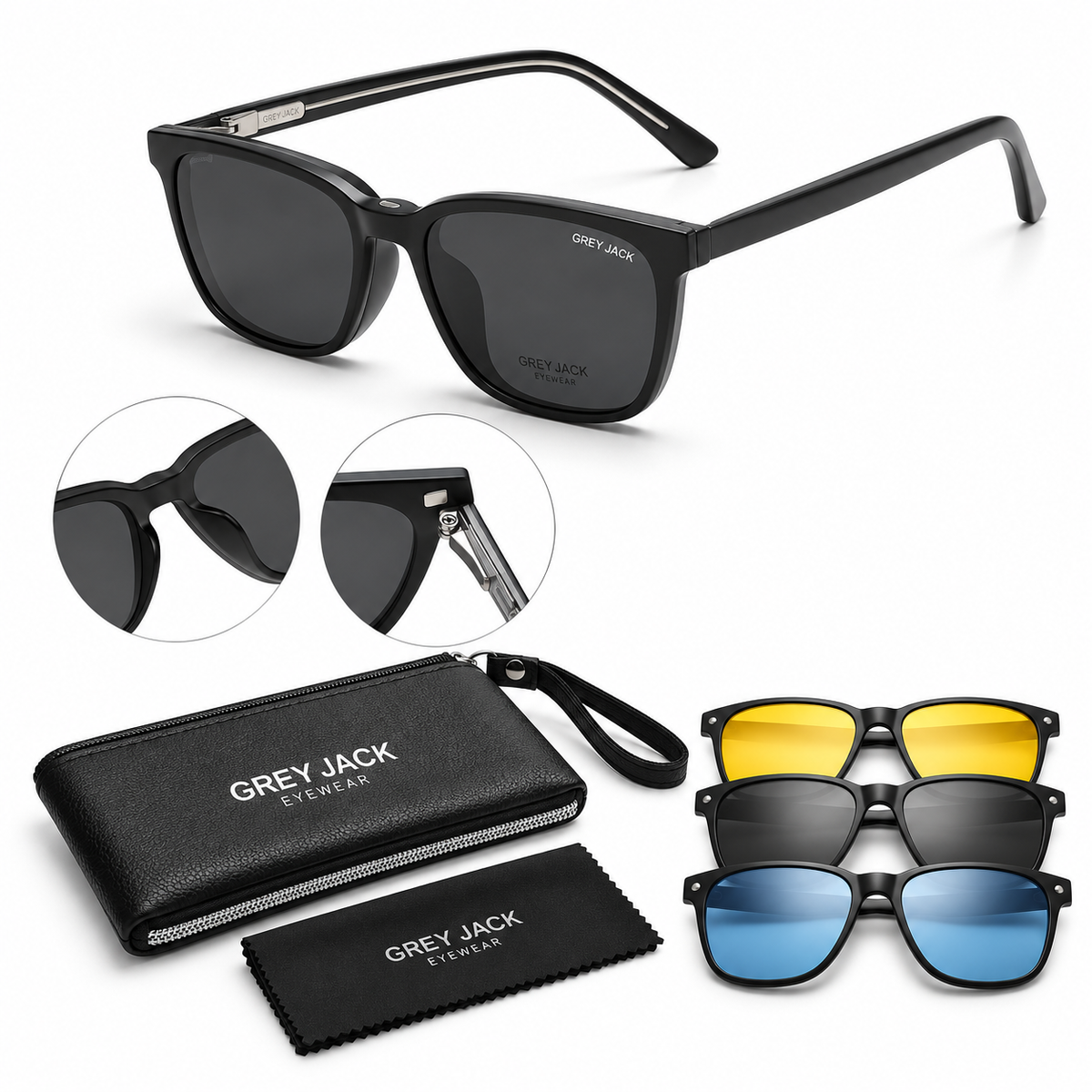 Grey Jack GJ6236 Magnetic Clip-On Sunglasses – 6 Colours