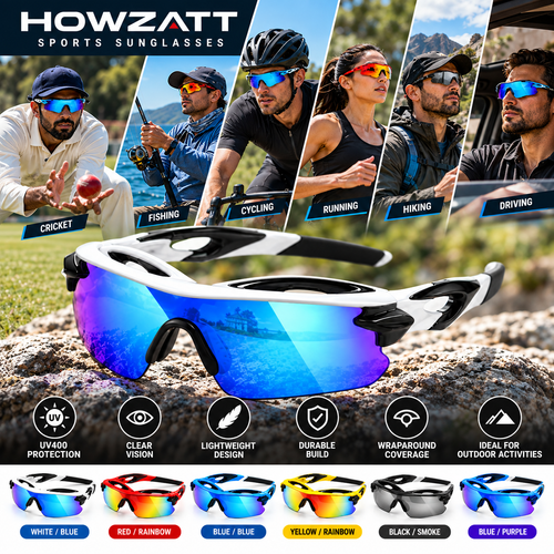 Howzatt Wraparound Sports Sunglasses – Mirrored Shield Lens
