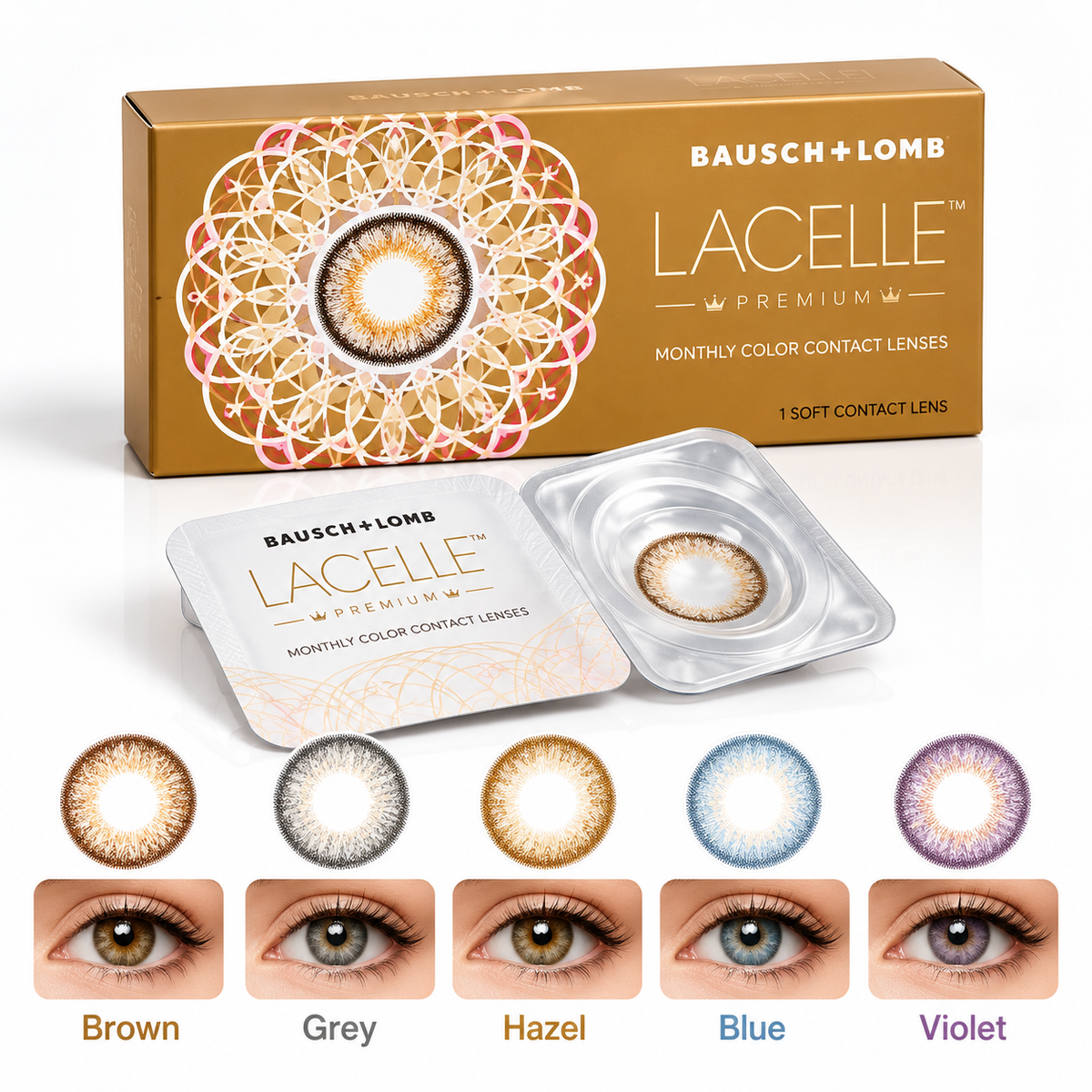 Bausch + Lomb Lacelle Premium Monthly Colour Contact Lenses