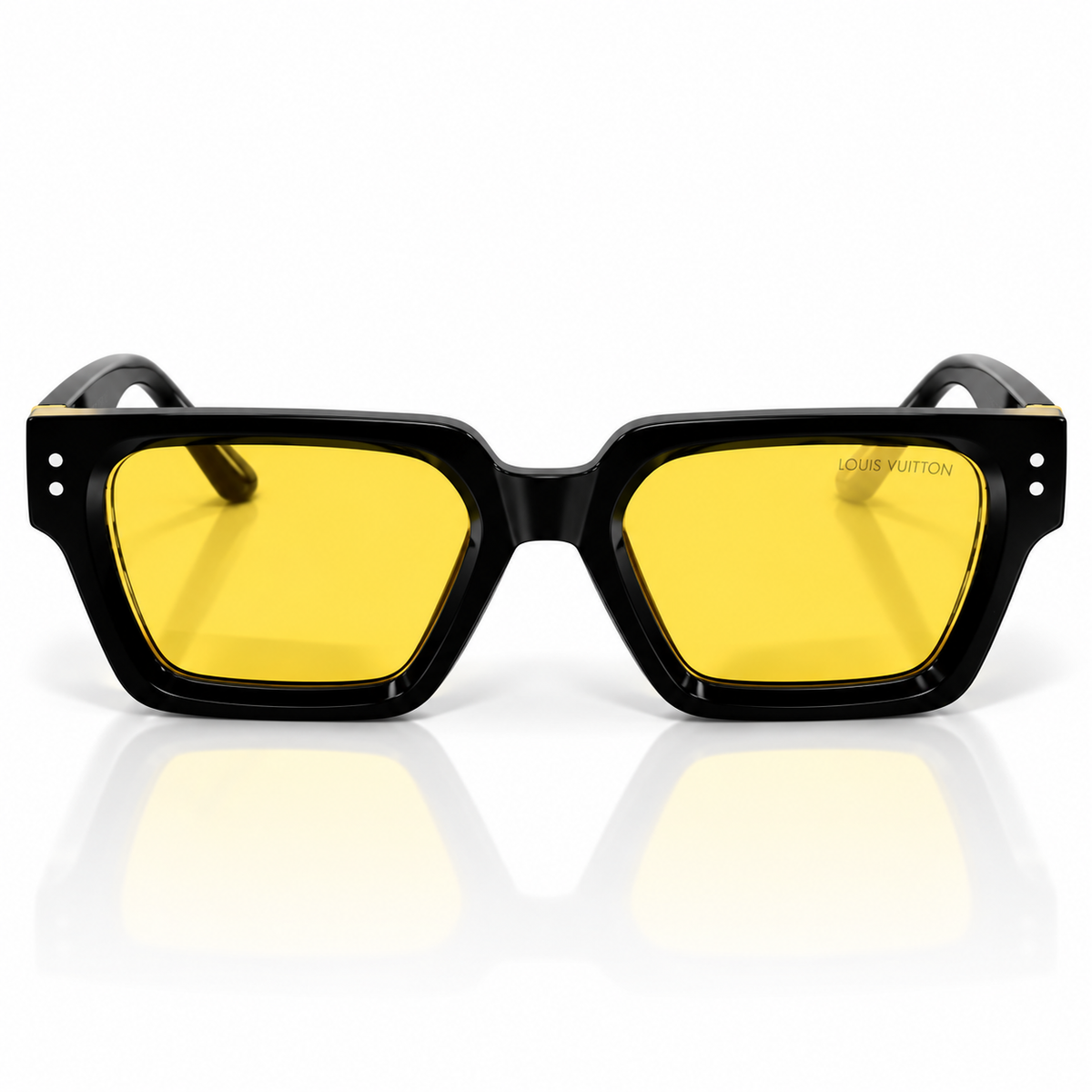 Louis Vuitton Black & Gold Square Sunglasses – Yellow Lenses