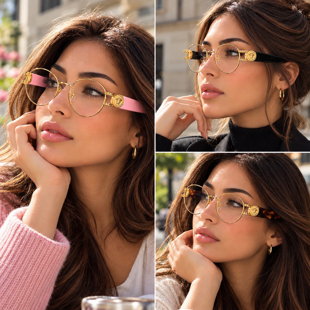 Versace VE1309 Cat-Eye Eyeglasses – Gold | 3 Colours