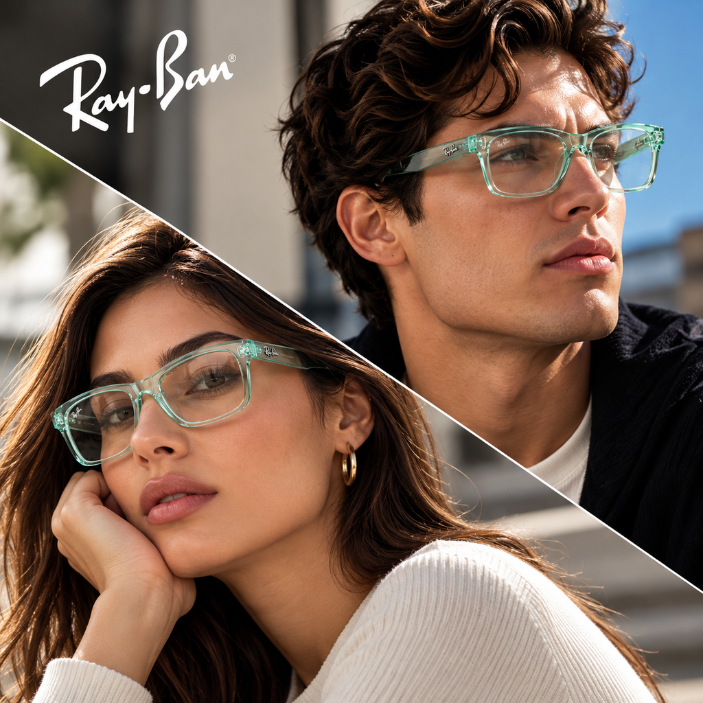Ray-Ban Square Eyeglasses – Transparent Mint Green