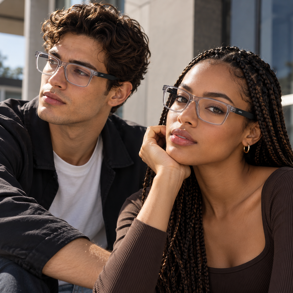 ONNÜ 211 Unbreakable Rectangular Eyeglasses – Clear & Grey