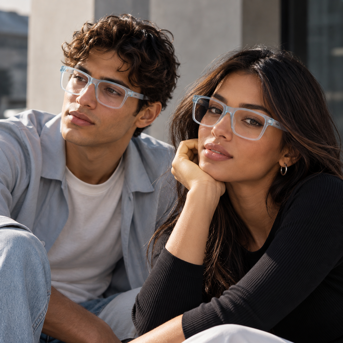 ONNÜ 210 Unbreakable Rectangular Eyeglasses – Icy Blue & Grey