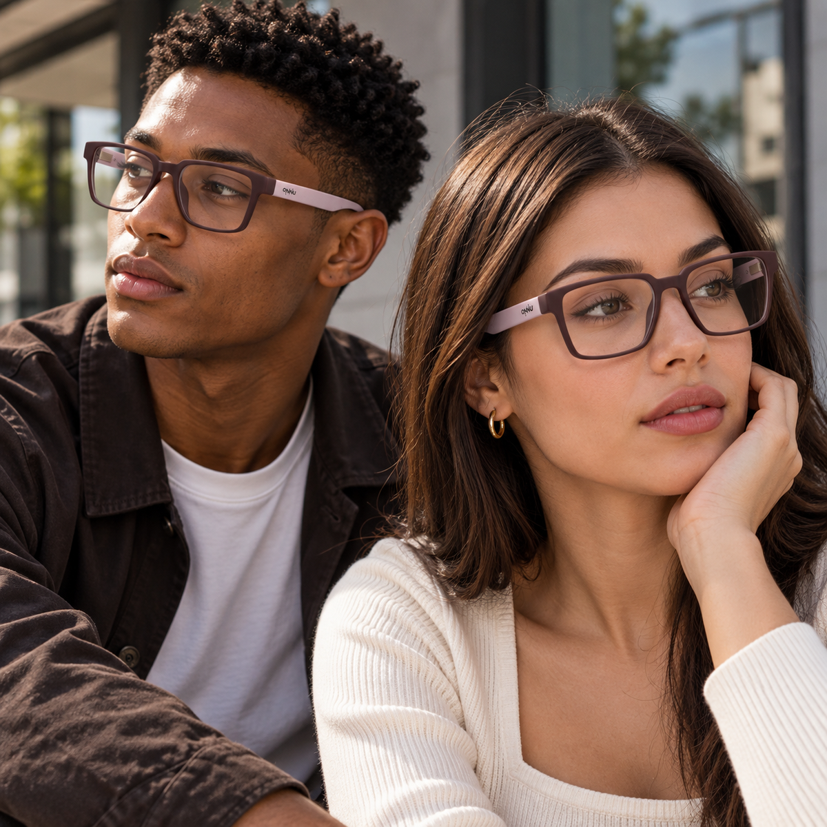 ONNÜ 212 Unbreakable Square Eyeglasses – Brown & Pink