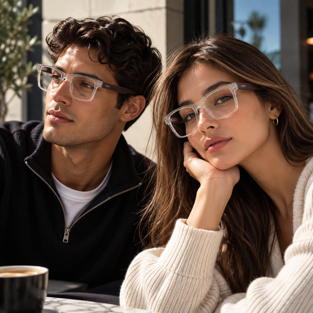 ONNÜ 204 Unbreakable Rectangular Eyeglasses – Clear & Brown
