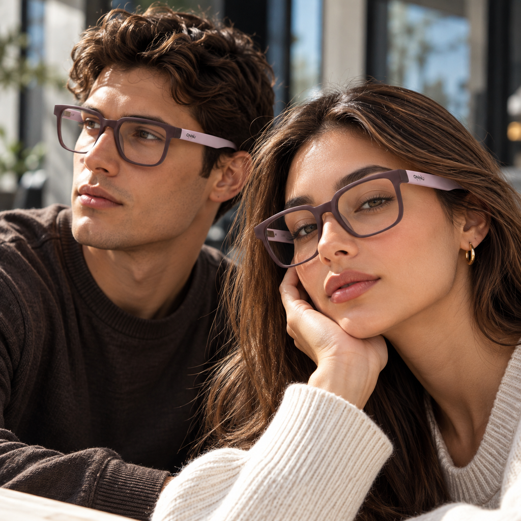 ONNÜ 203 Unbreakable Rectangular Eyeglasses – Brown & Pink