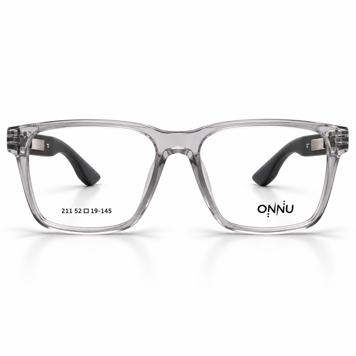 ONNÜ 211 Unbreakable Rectangular Eyeglasses – Clear & Grey