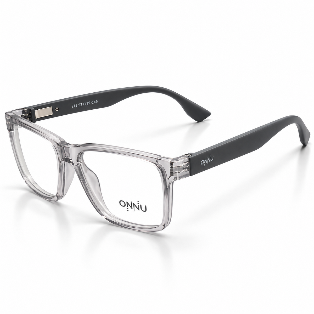 ONNÜ 211 Unbreakable Rectangular Eyeglasses – Clear & Grey