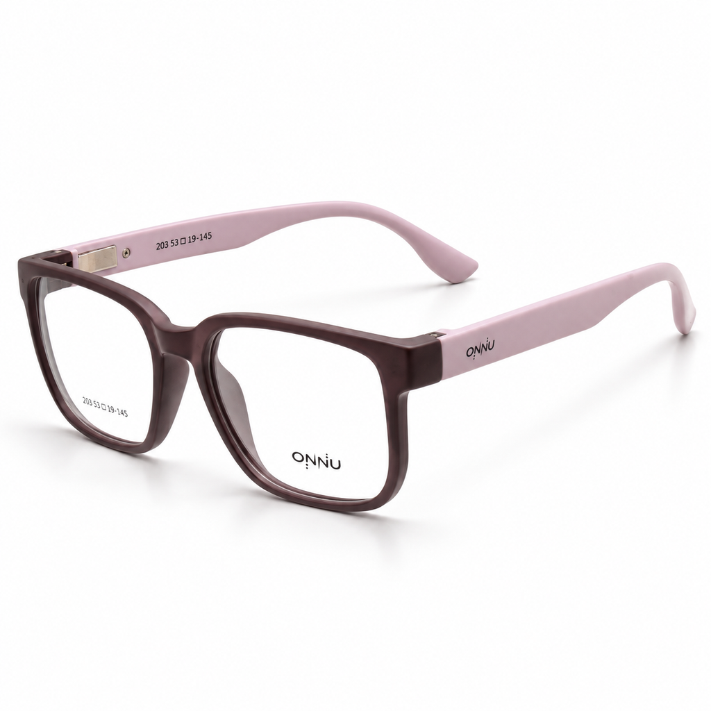 ONNÜ 203 Unbreakable Rectangular Eyeglasses – Brown & Pink