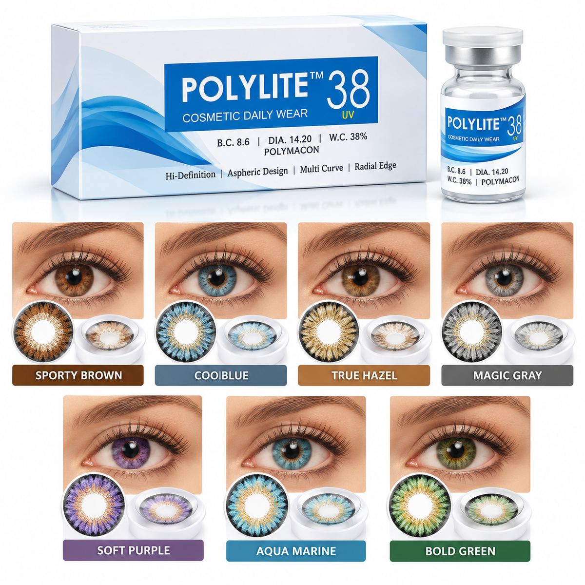 Polylite 38 Yearly Colour Contact Lenses