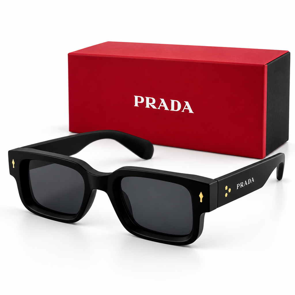 Prada SPR21U ZO8238 Black & Pale Gold Unisex Sunglasses