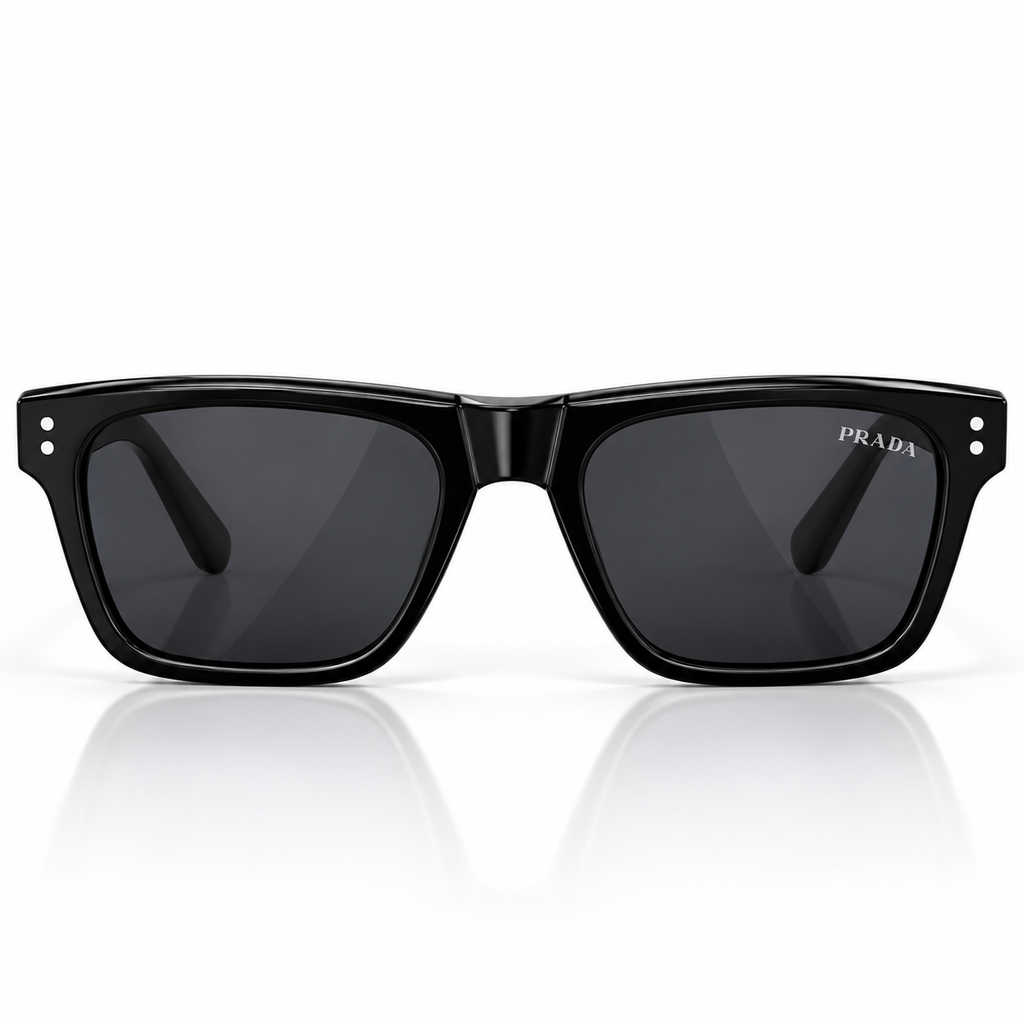 Prada Black & Red Square Sunglasses – Red Logo Plaque