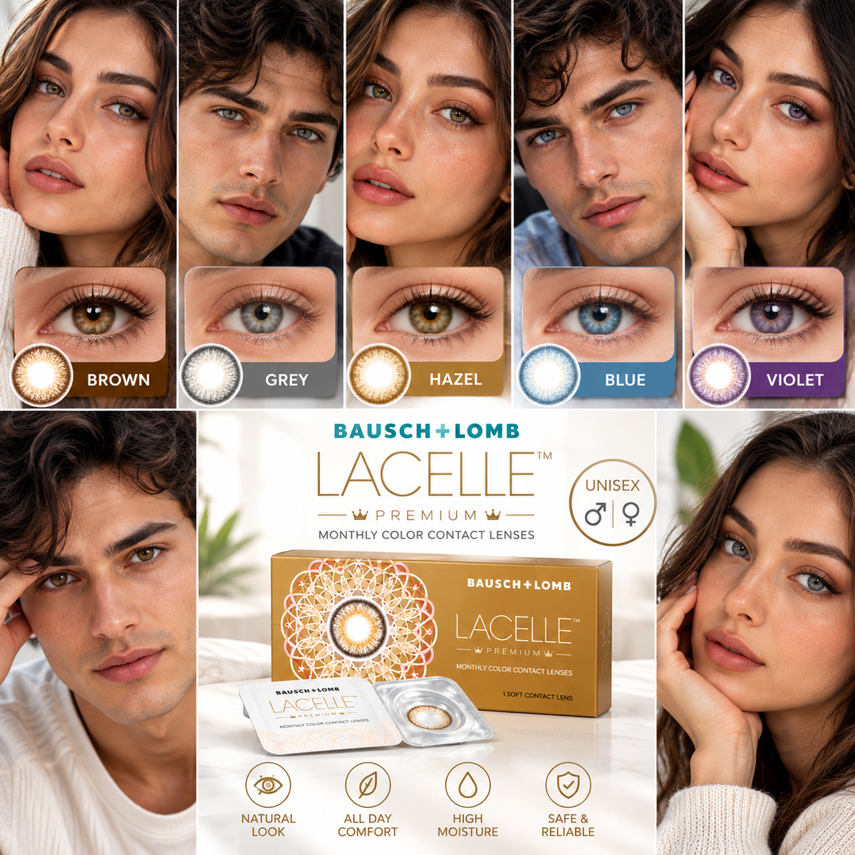 Bausch + Lomb Lacelle Premium Monthly Colour Contact Lenses