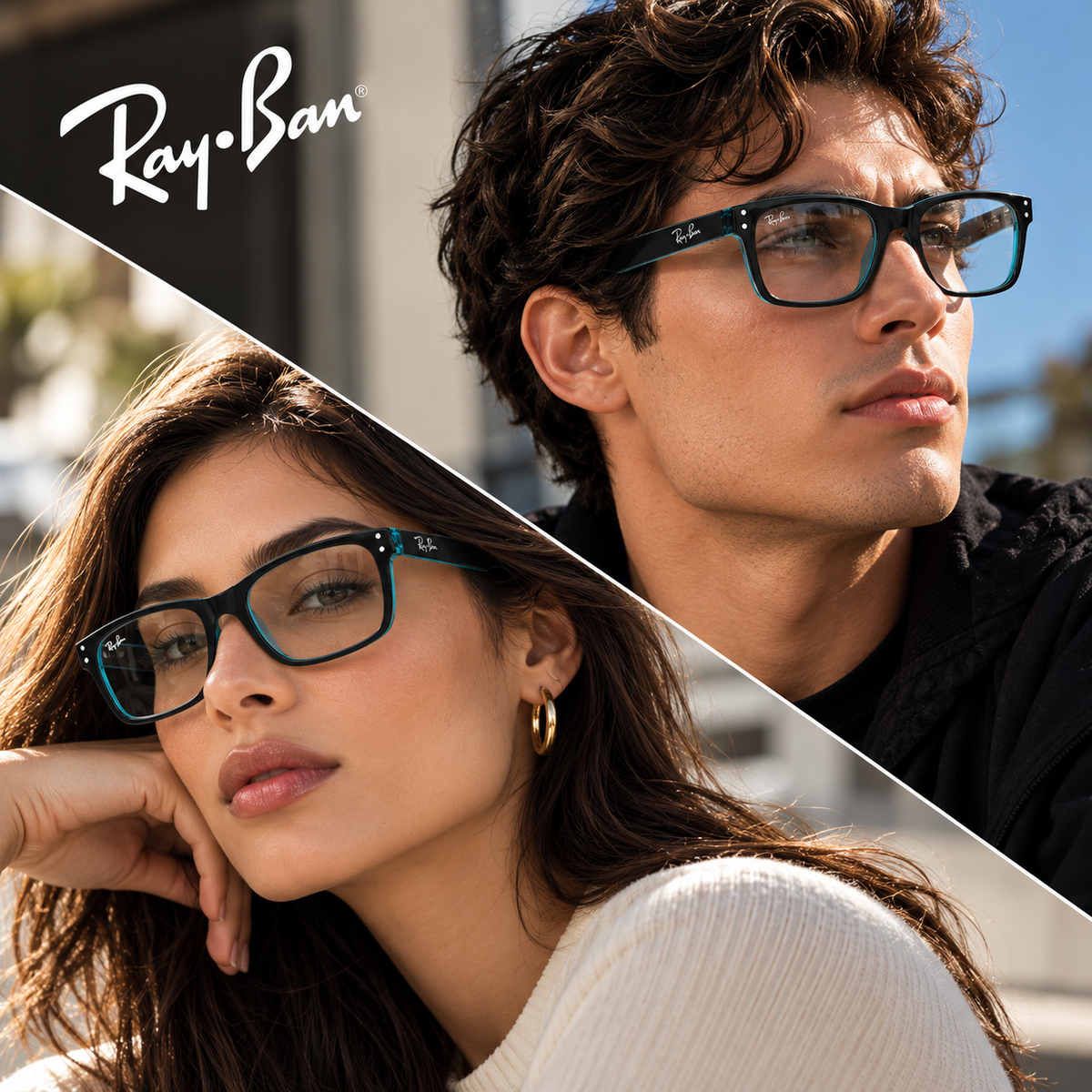 Ray-Ban RB7228 Square Eyeglasses – Black & Teal