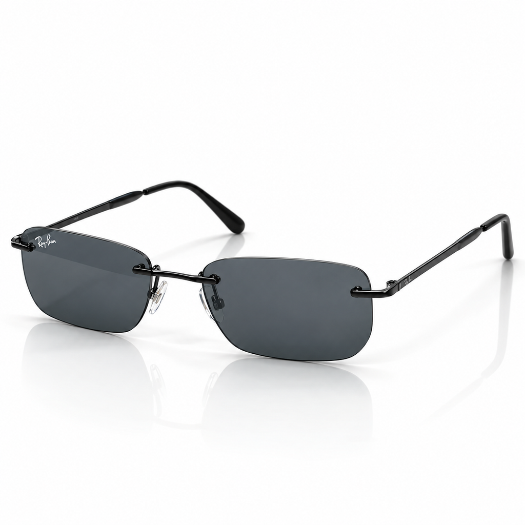 Ray-Ban RB3768 Black & Dark Grey Rimless Sunglasses