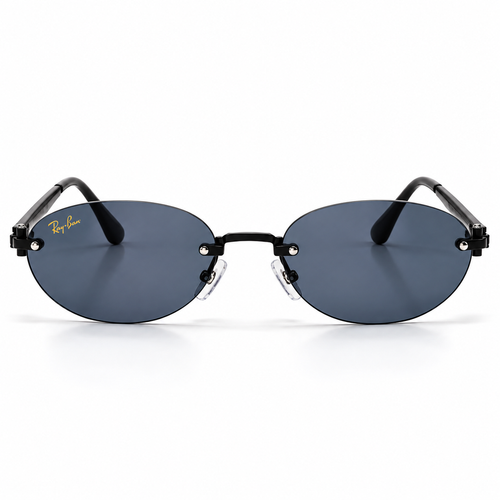 Ray-Ban Tech Oval Sunglasses – Black Frame / Blue-Gray Lenses | Unisex