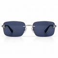 Tom Ford Rimless Rectangular Sunglasses – Silver & Dark Blue Unisex