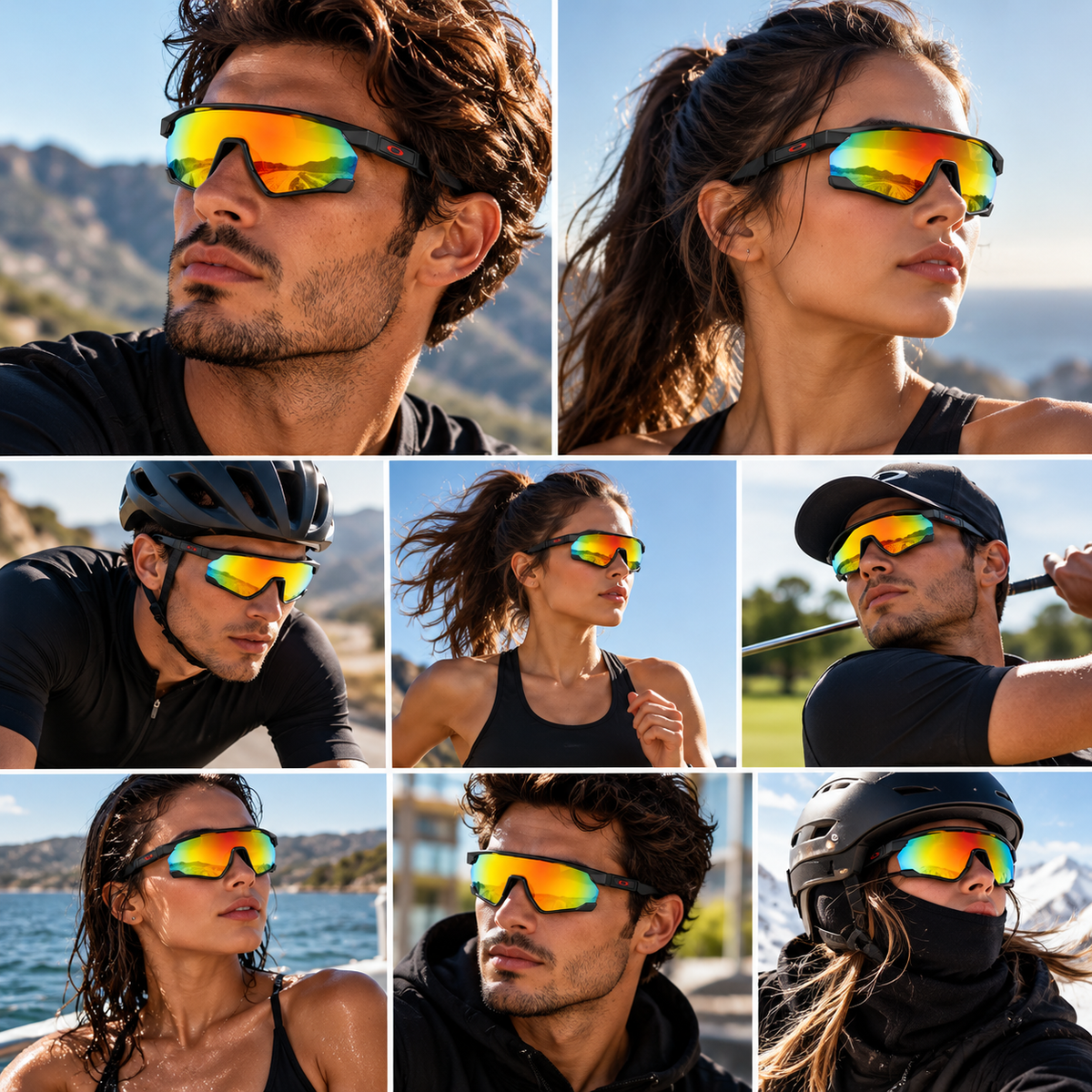 Oakley Sports Shield Sunglasses – Black Frame, Rainbow Mirror Lens | Unisex