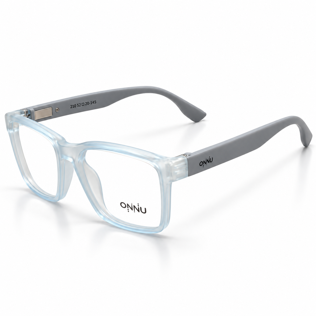 ONNÜ 210 Unbreakable Rectangular Eyeglasses – Icy Blue & Grey