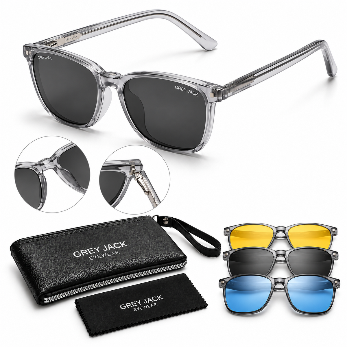 Grey Jack GJ6236 Magnetic Clip-On Sunglasses – 6 Colours