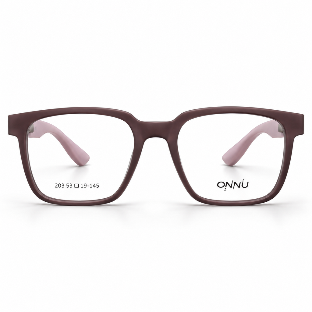 ONNÜ 203 Unbreakable Rectangular Eyeglasses – Brown & Pink